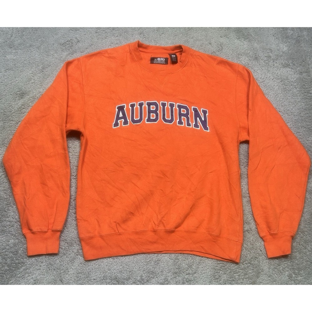 VINTAGE Auburn Tigers Sweatshirt Men S Orange Football Crew NCAA Big Cotton Gear